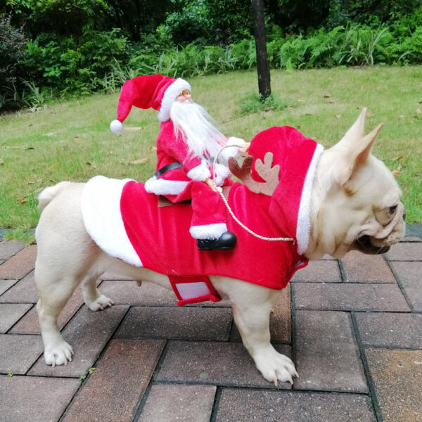 1018586401402.jpg Dog Christmas Clothes Santa Claus Riding Deer