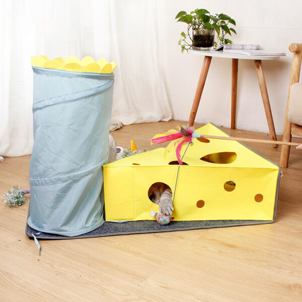 ef0a330a-f1dc-4b23-96a7-7ed1a1492318.jpg Cat Supplies Cheese Folding Tunnel Nest